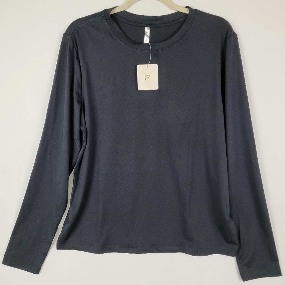 Fabletics LS2253119-0001 Women's Sz XL Black Blake Dry-Flex Long Sleeve T-Shirt